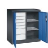 Tool cabinet with revolving doors - 7 drawers & 2 shelves (Classic)